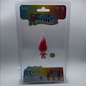 World's Smallest Good Luck Troll with Hot Pink Hair
